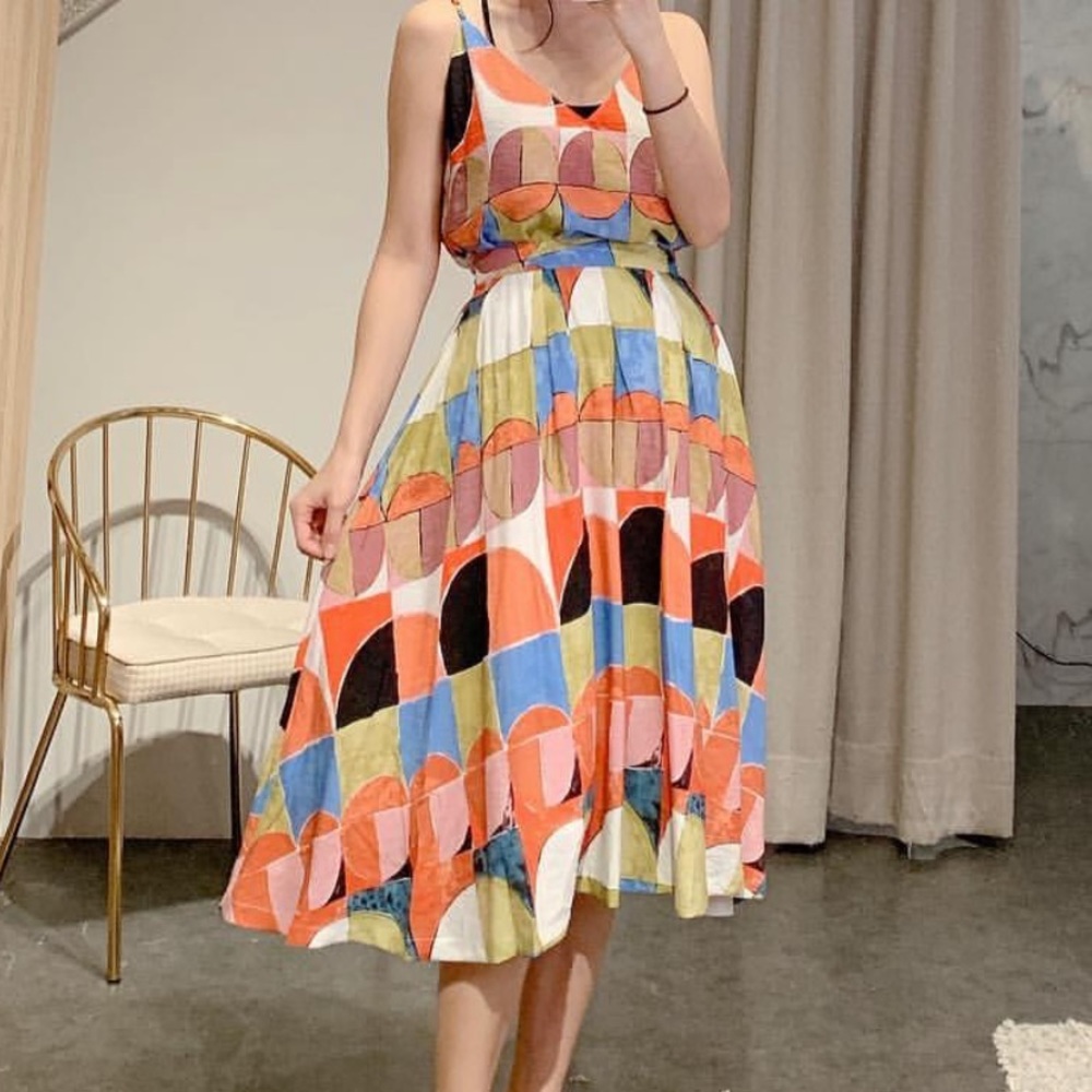 Abstract Print Crop Top With Skirt Set